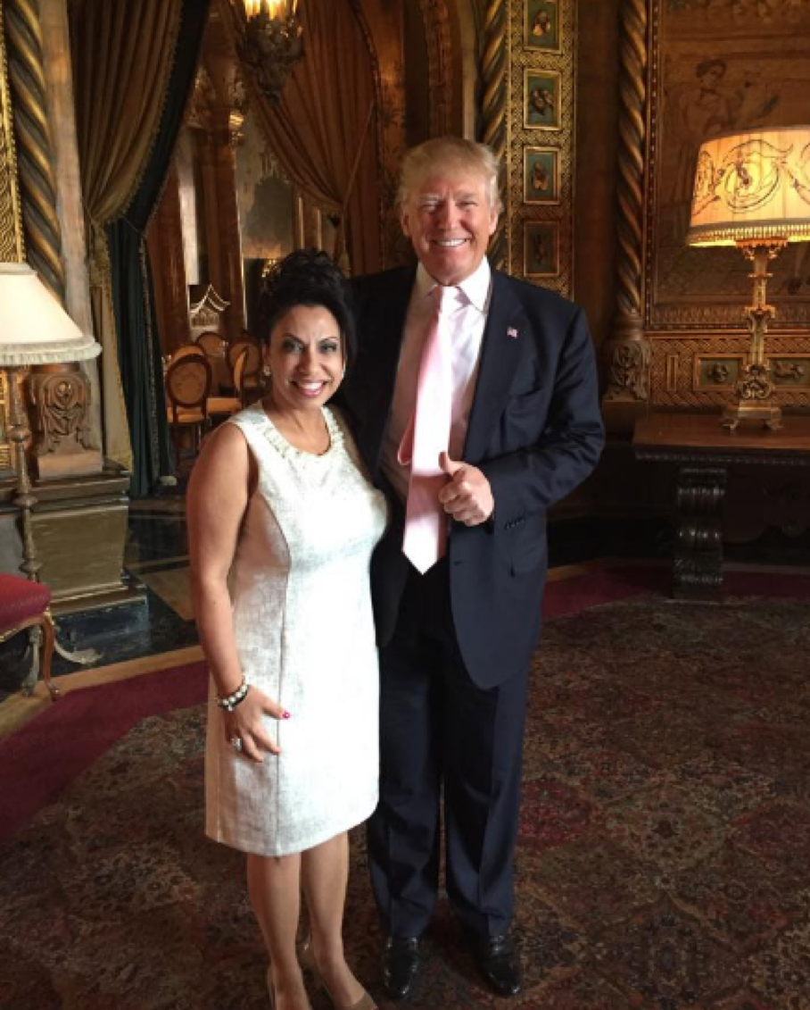 Brigitte Gabriel, founder and director of ACT or America, met with then Republican presidential candidate, Donald Trump, at Mar-A-Lago in 2016. Photo Source: ACT for America’s Facebook page.