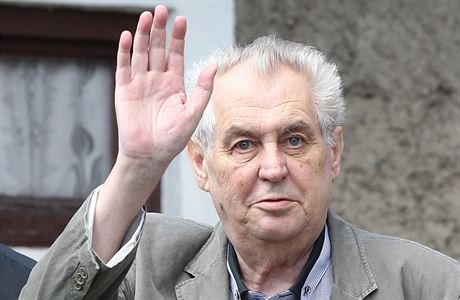 President of the Czech Republic Miloš Zeman waves while looking off into the distance.