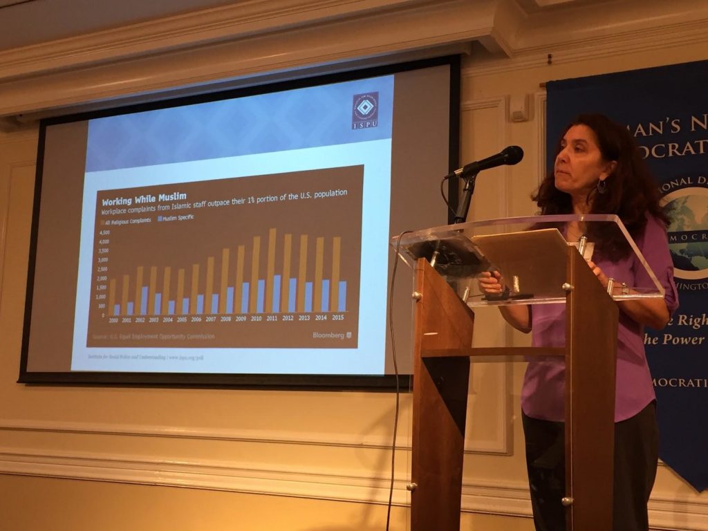 Meira Neggaz, Executive Director of the Institute for Social Policy and Understanding, speaks about Islamophobia in the workplace