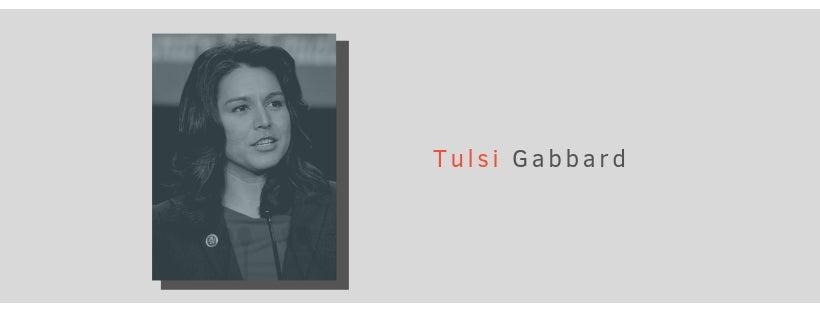 U.S Presidential candidate Tulsi Gabbard photographed at a speaking engagement