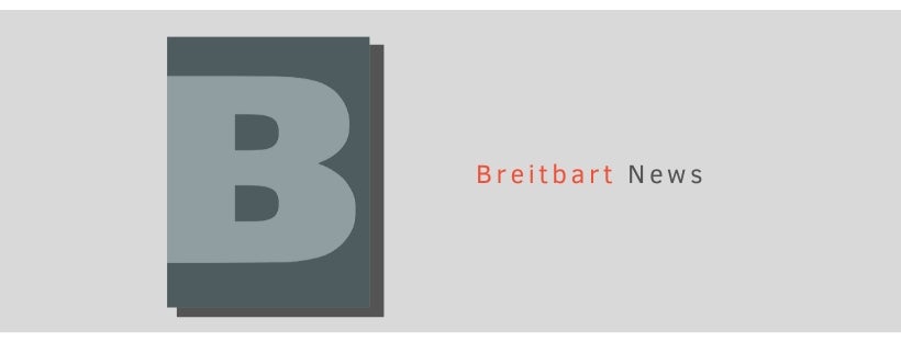 A large letter "B" stands in for the Breitbart logo