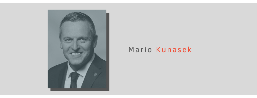 Banner Image with grey and red accents of Mario Kunasek