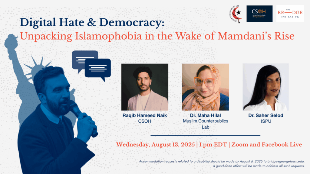 An image of Zohran Mamdani flanked by three expert scholars.